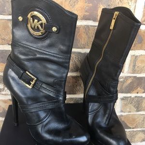 Michael Kors Black Leather Platform Booties
